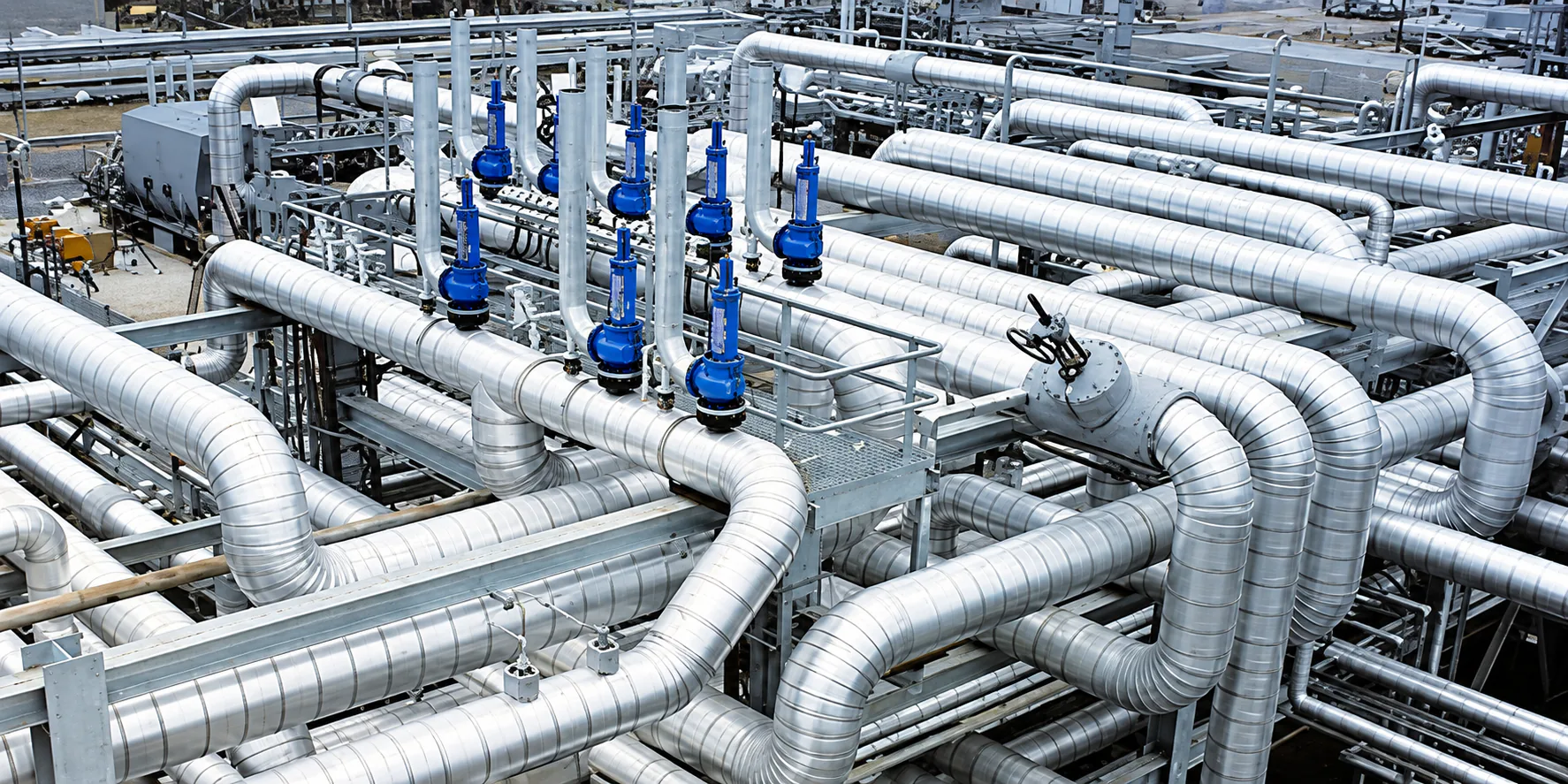 Process piping with relief valves